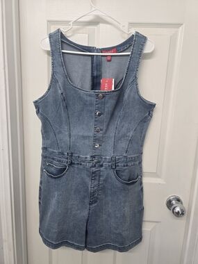 Guess Blue Denim Shortalls Romper